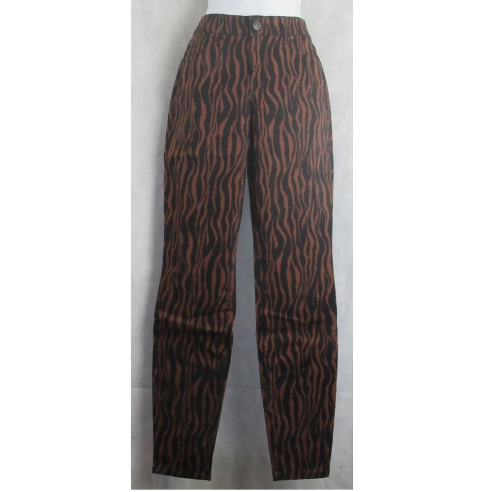 INC Women's Animal-Print Curvy-Fit Skinny-Leg Jeans, Brown Black Tiger, Size 6